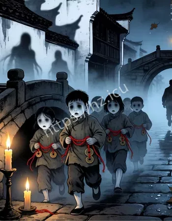 小身影在路灯下行走