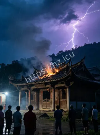 福建安溪古庙雷击神像